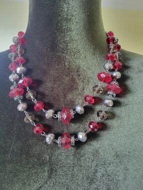 Vintage Crown Trifari Red Crystal 16"  Necklace